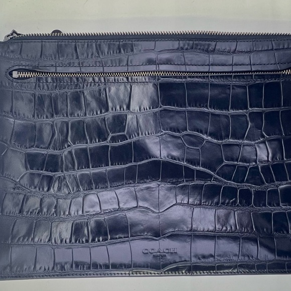 New Coach Manhattan Convertible Slim Messenger Blk Embossed Crocodile leather - Picture 8 of 14